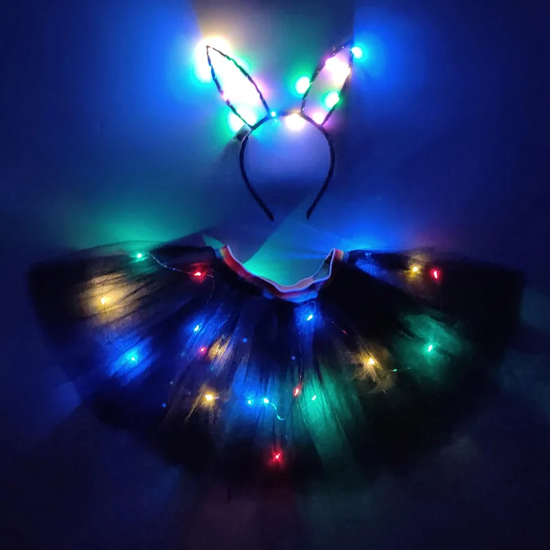 

Light Up LED Girls Kids Clothes Shiny Star Tutu Skirt Princess Party Tutus Tulle Pettiskirt Children Ballet Dance Wear
