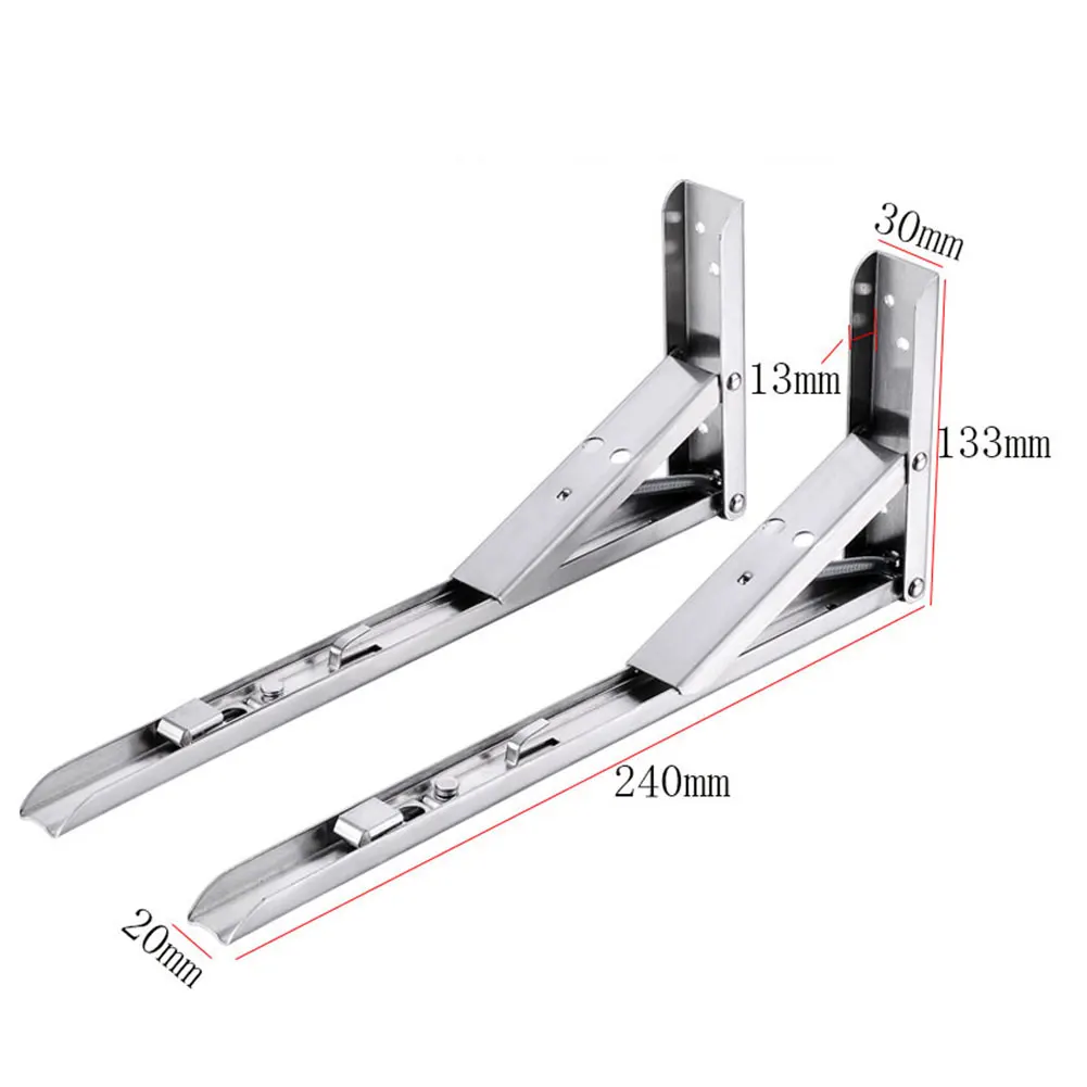 1 Pair Stainless Steel Folding Table Bracket Shelf Bench Heavy Duty 75KG Load L9#2 - Цвет: 290x133x30mm