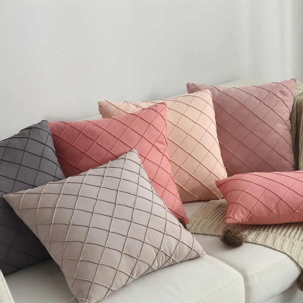 Cilected, современный скандинавский замшевый чехол для подушки, простые клетчатые Декоративные Чехлы для подушек для дивана 30*50/45*45 см, 1 шт
