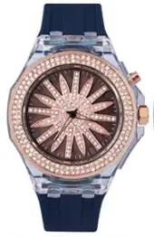 Rose case blue Крутые подарочные часы для девочек, силиконовый ремешок, светодиодный, светящиеся, наручные часы, Япония, движение, водонепроницаемые, стразы, вращение, часы, Новинка - Цвет: Rose case blue