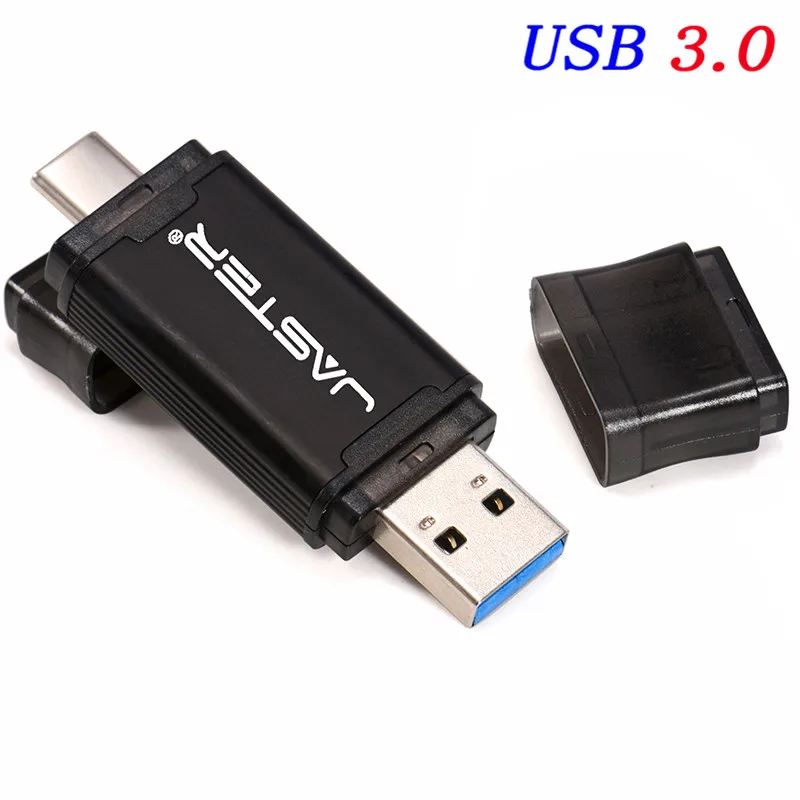 JASTER USB 3,0 type C флеш-карта памяти 16 ГБ 32 ГБ Флешка 4G 8 Гб 64 Гб 128 ГБ USB флеш-накопитель для компьютера/интерфейс type C - Цвет: black