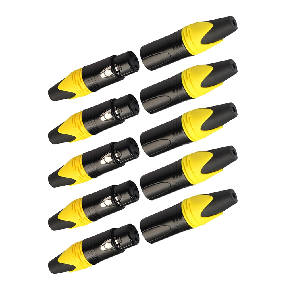 5 пар XLR 3 Pin типа «папа»/женский аудио разъем для подключения микрофона, черный Корпус - Цвет: Цвет: желтый