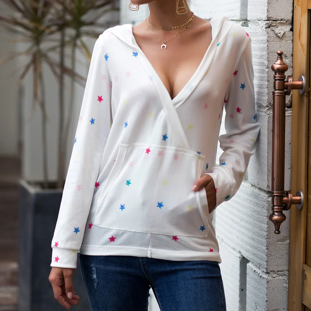 

feitong Womens Sweatshirt 2019 Autumn Light Long Sleeve Hoodie Sweatshirt Pocket Hooded Pullover Tops Blouse Толстовка женская