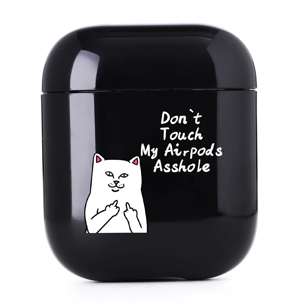 I02155S Мультяшный черный чехол для AirPods милый чехол жесткий пластиковый Bluetooth защитный чехол для наушников для Apple Airpods 1/2 чехол Despise Cat - Цвет: I02155S