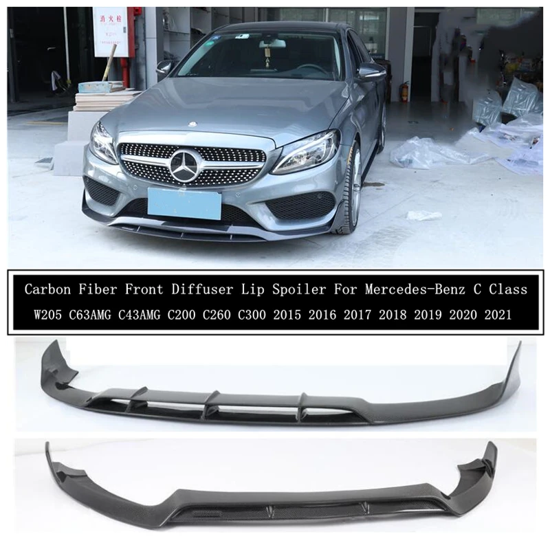 

Carbon Fiber Front Diffuser Lip Spoiler For Mercedes-Benz C Class W205 C63 C43 C180 C200 C260 C300 2015-2021 Bumper Spoilers