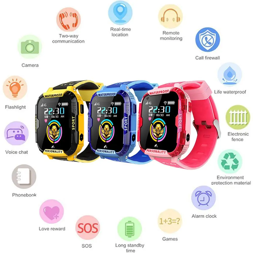 

730mAh T19 Kids 1.4 Inch Full Touch Screen Waterproof Smart Watch GPS WIFI Location Tracker HD 4G Video Call