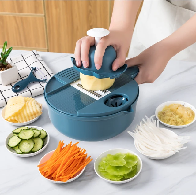 Handheld Vegetable Mandoline Slicer Grater Multipurpose Potato Veggie  Cutter Food Chopper with Drain Basket Kitchen Tools - AliExpress