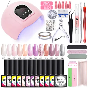 

UR SUGAR Manicures Set With 36W Led Nail Lamp Nail Set Nail drill Machine 20Color UV Gel Nail Polish Kit Tools