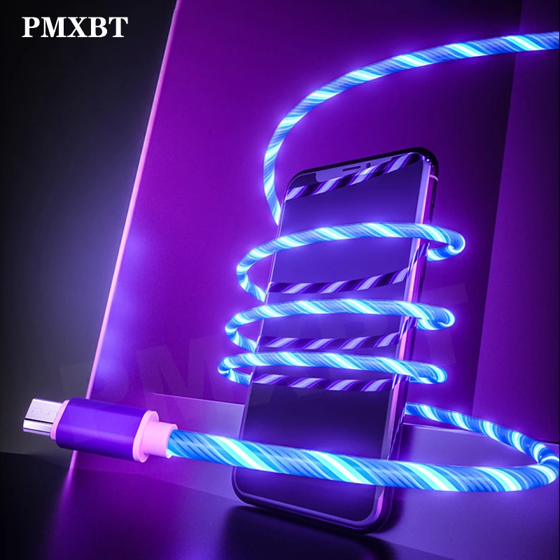 1 м USB кабель со светодиодной подсветкой освещение для быстрой зарядки с разъемом