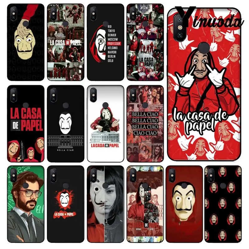 

Yinuoda Spain TV La Casa de papel Black Phone Case Cover for Xiaomi MI MIX 2 2S MAX2 MAX3 6 8 8SE 9 9se Note 2 3 Redmi 5 plus