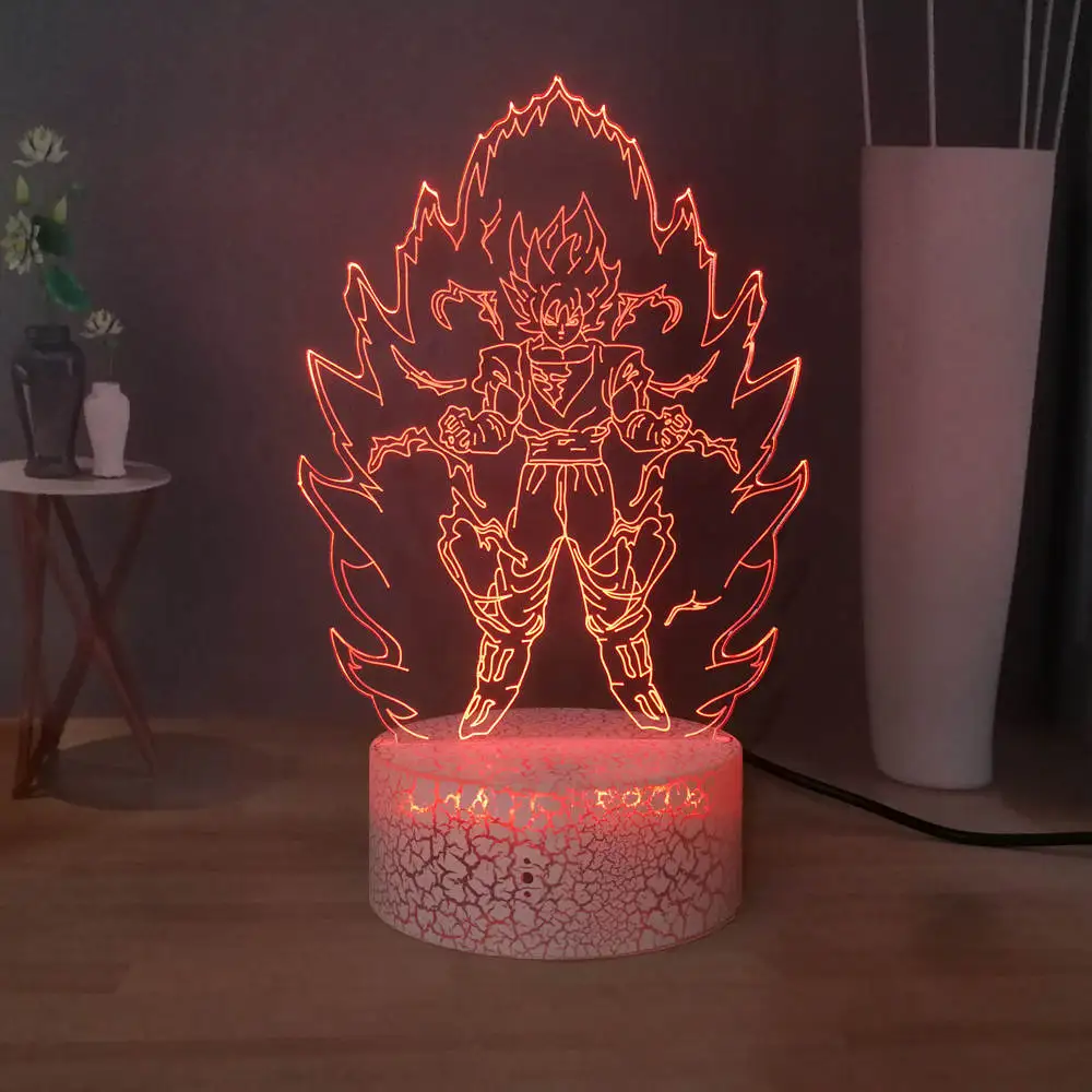 Сон Гоку светодиодный ночной прикроватный светильник Dragon Ball Z Kakarotto RGB 7 Красочный usb-переключатель 3D настольная лампа детский праздничный свет подарок на день рождения