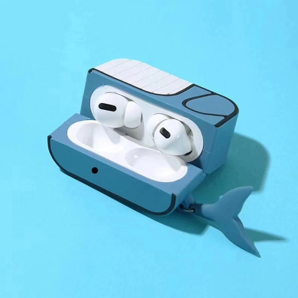 Для Apple Airpods Pro, беспроводной Bluetooth чехол для наушников с милым мультяшным изображением акулы Мони рыбы, чехол для Apple AirPods 3, защитный чехол