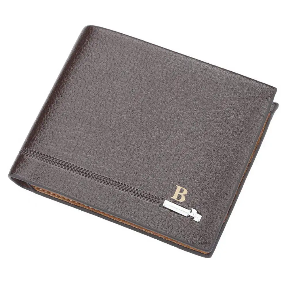 Двойной кошелек для мужчин из искусственной кожи тонкая кредитница Органайзер Кошелек с слотом для SIM - Цвет: light coffee