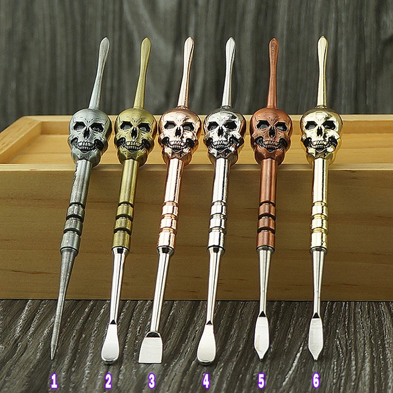 100pcs 120mm Skull Dab wax tool is Stainless steel Non stick Dabbing