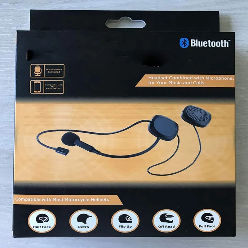 Wireless Motorcycle Helmet Bluetooth Headset and Intercom with Stereo Music and Voice Microphone Kit for Scooters