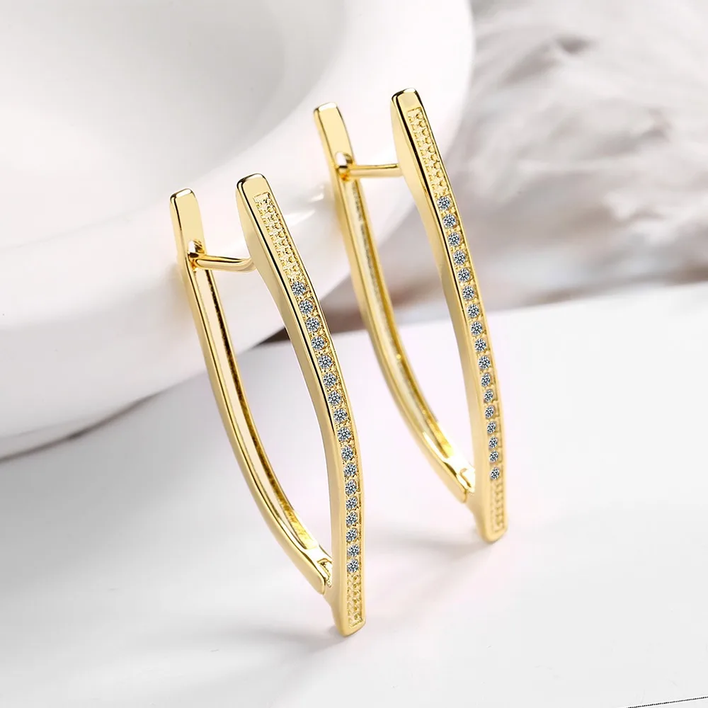 New 925 Sterling Silver Earrings V-Shaped Irregular Triangle Earrings Inlaid Zirconium Diamond Earrings Geometric Earrings Women - Image 5