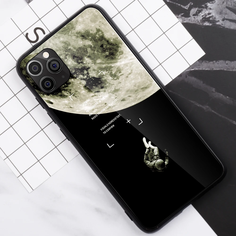 03 Крутой чехол из закаленного стекла для iPhone 11 Pro Max Xs, чехол с принтом Луны и звезд для iPhone 6, 6 S, 7, 8 Plus, X, XS, Max, XR, задний чехол s - Цвет: 03