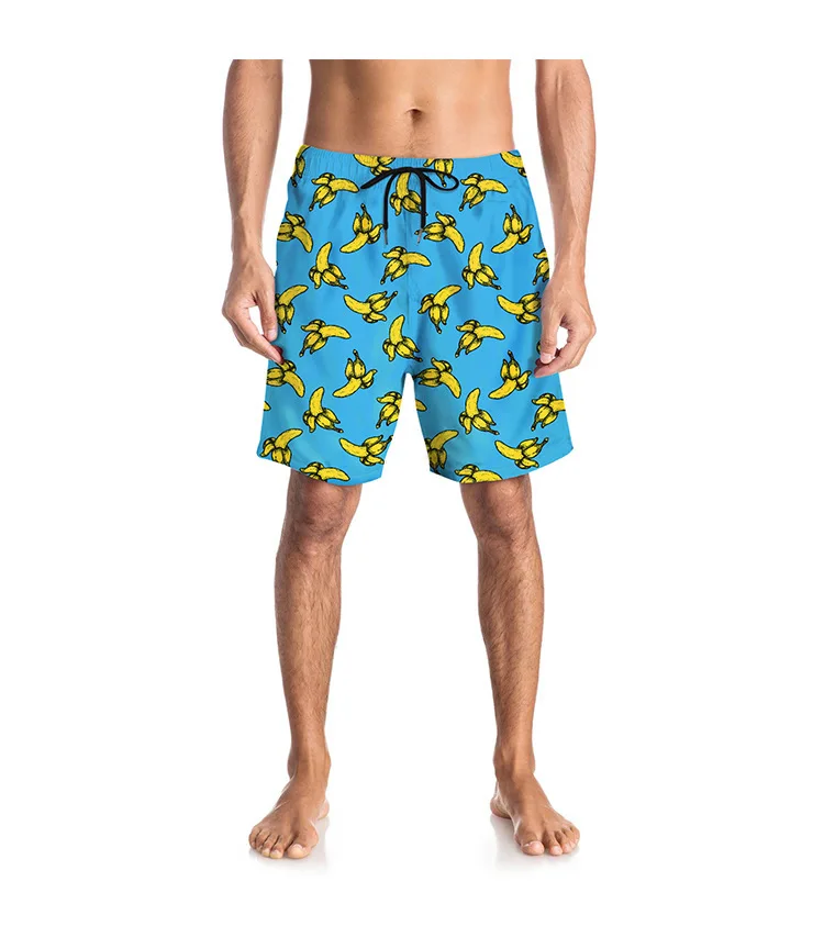 

2019 Summer INS Large Size Swimming Trunks Creative Banana Stamp Beach Shorts Quick-Dry New Style Boxer Shorts