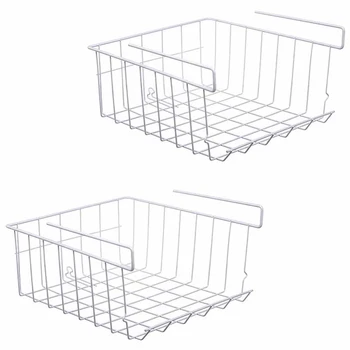 

Under Shelf Storage Basket, 2-Pack Under Shelf Hanging Wire Storage Basket Organizer for Kitchen