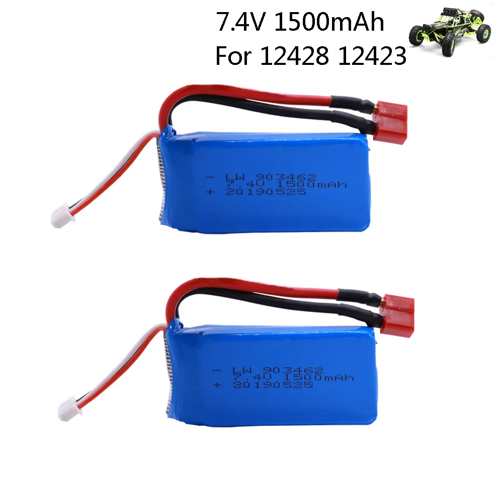 2 шт./лот 7 4 В 1500 мАч Lipo аккумулятор 903462 T разъем для Wltoys 12423 12428 4WD гусеничный RC