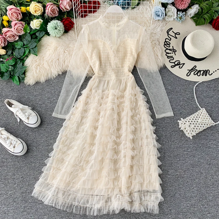 Young Gee весеннее женское винтажное кружевное лоскутное платье с оборками нарядное платье туника элегантное белое розовое Черное вечернее платье vestidos de verano