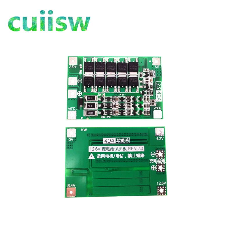 3S 40A литий-ионная батарея зарядное устройство Защитная плата PCB BMS для 40A токовый электродвигатель 11,1 В 12,6 в Lipo ячеечный модуль баланс