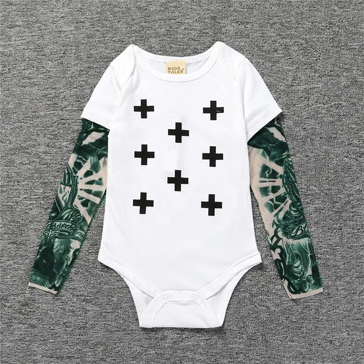Брендовая Повседневная хлопковая одежда для новорожденных мальчиков комбинезон с рукавами и надписями, комбинезон лоскутный, осень, 6 цветов, 0-18 месяцев - Цвет: 37123A