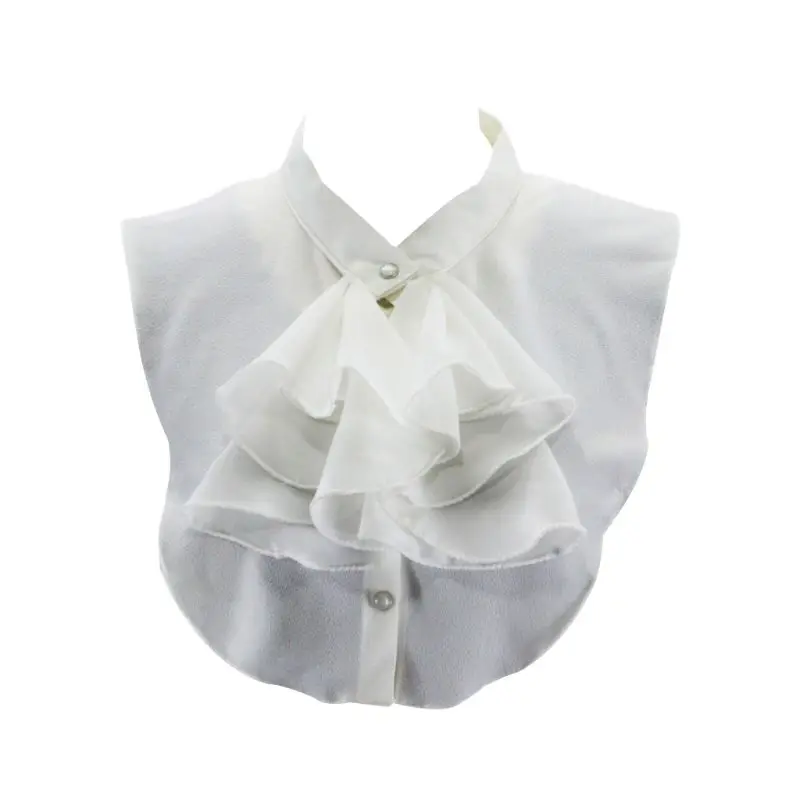 2 Women Vintage Palace Ruffles Bowknot Half Shirt Blouse Chiffon False Fake Collar - Цвет: 2