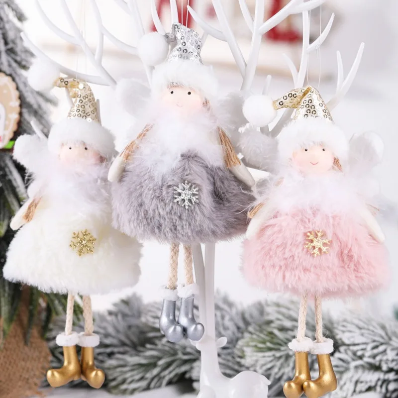 

New Decoration pendant Christmas lovely love plush feather angel Christmas tree creative Pendant