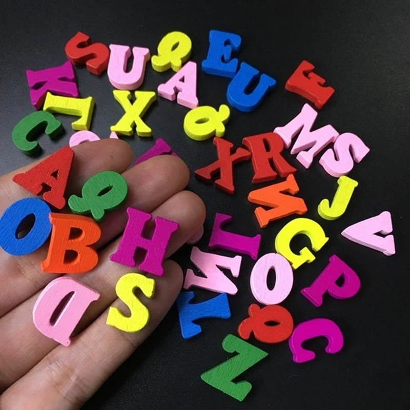 100Pcs Wooden Number English Alphabets Baby Early Education Learning Tool Scrapbooking Wood DIY Letters Craft Decoration