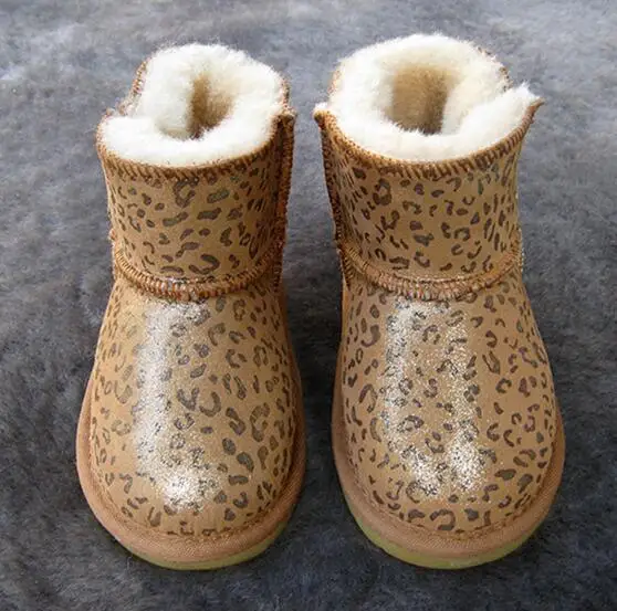 H Baby Girls Snow Boots Winter Australia Warm Sheep Skin Leather Fur Baby Botas Waterproof Infant Boot Boys Bootie Shoes Non-slip - Цвет: H