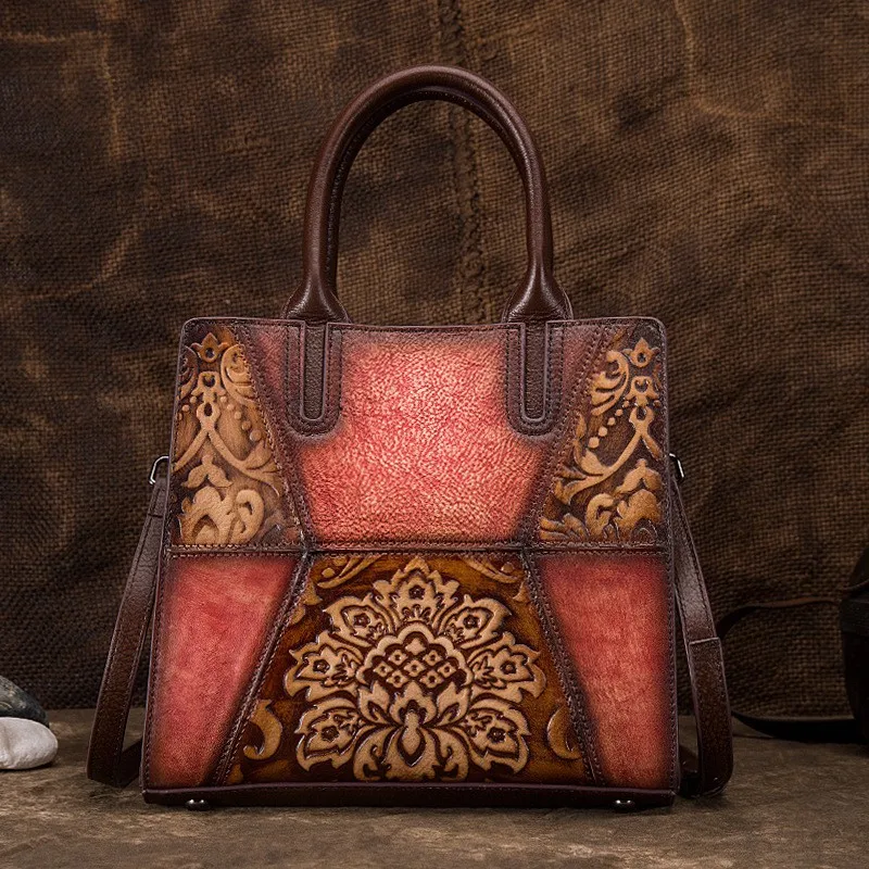 

WERAIMJX 2019 Retro Women Handbags Totes High Quality Genuine Leather Women Bags Embossed Shoulder Crossbody Bags For Women