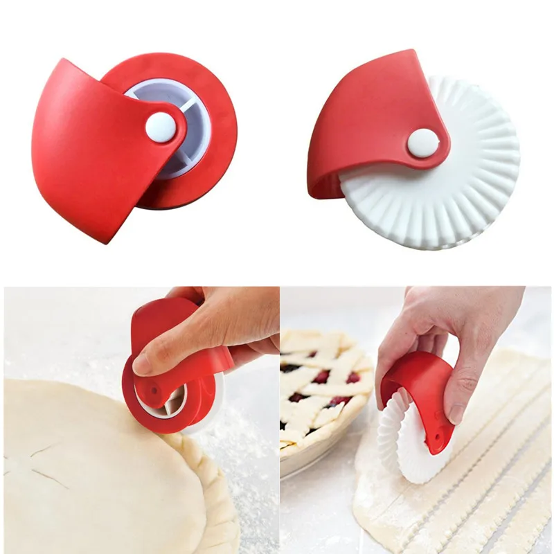 Portable Pizza Pastry Pie Decor Cutter Fondant Plastic Wheel Roller