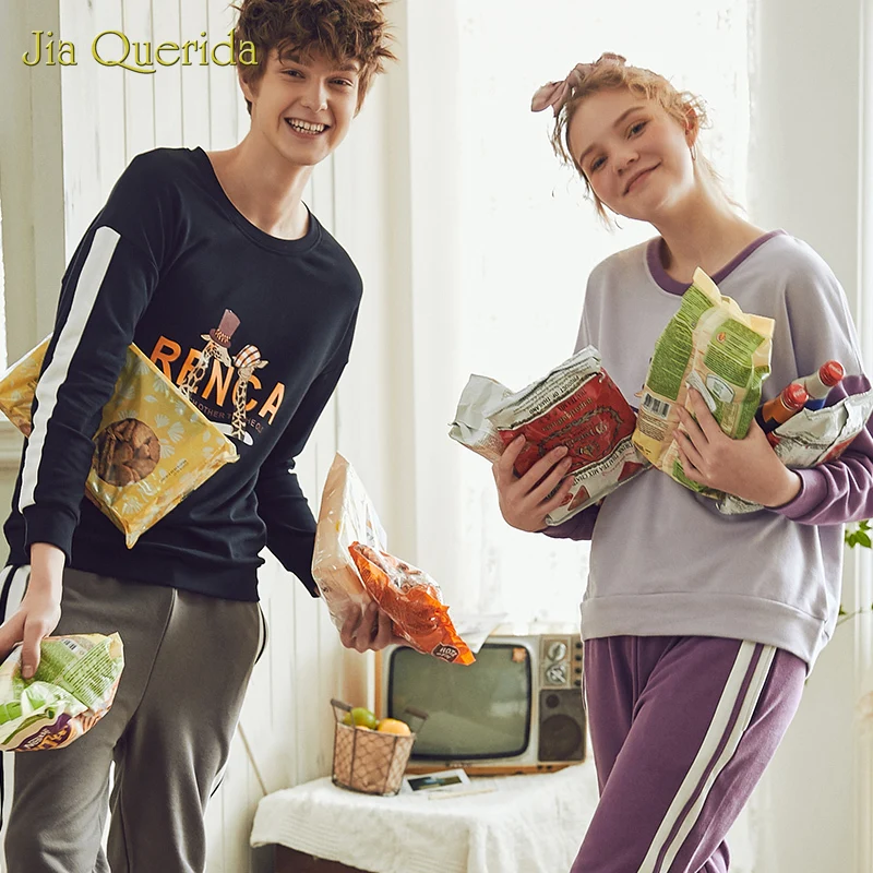 Sleepwear Couple Pajamas Sleeping Suits Pajamas Men and Women Leisure Suits Cartoon Printing Crew Neck Homesuit Homeclothes Sleepwear Couple Pajamas Sleeping Suits Pajamas Men and Women Leisure Suits Cartoon Printing Crew Neck Homesuit Homeclothes