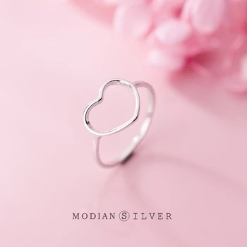 

Modian Minimalist Hollow Out Hearts Finger Ring for Women Pure 925 Sterling Silver Free Size Ring Fashion Fine Jewelry Bijoux