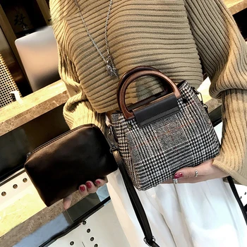 

Small Crossbody Bags for Women 2020 Fashion Handbag Lady Black Composite Shoulder Bag Female Retro Lattice Totes High Quality