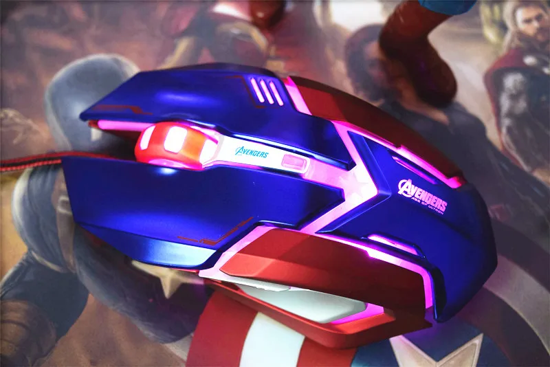 E-3LUE игровая мышь Marvel Мстители Капитан Америка M639 синяя профессиональная Проводная игровая мышь с коробкой