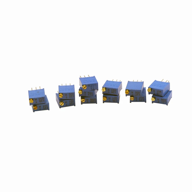 Multiturn Potentiometer Linear Potentiometer Rotary Potentiometer Potentiometer Kit Trimmer Potentiometer Adjustable Resistor Electronic Components 13pcs = 13kinds * 1pcs 3296W adjustable potentiometer Kit contains 100R 200R 500R 1K 2K 5K 10K 20K 50K 100K 200K 1M