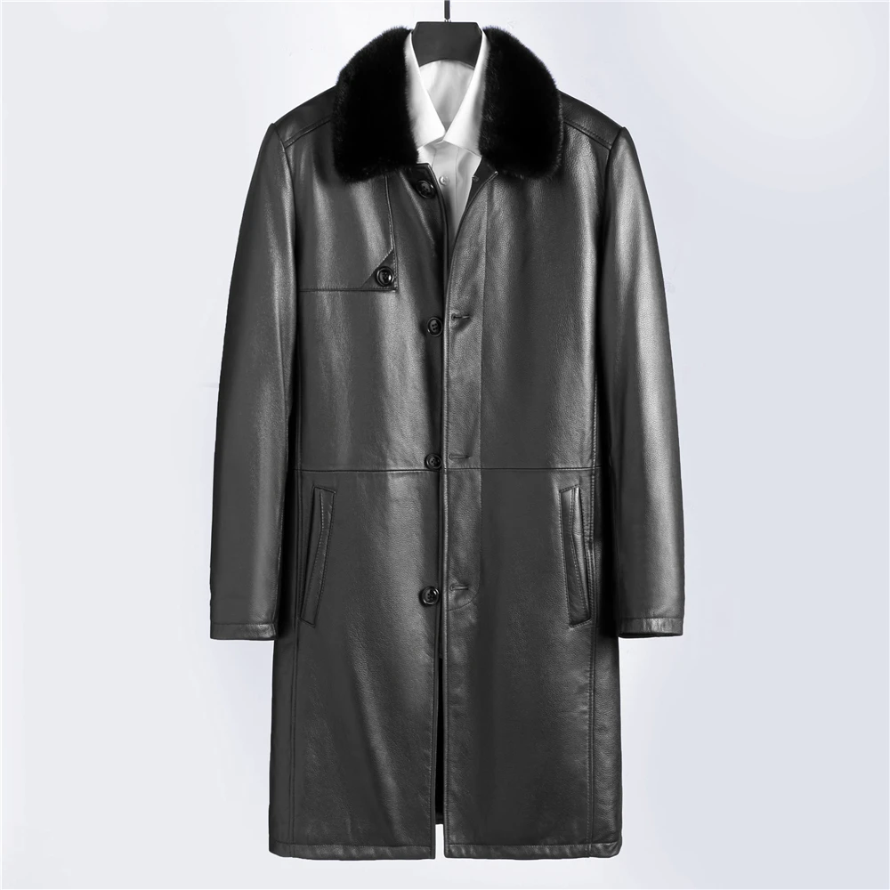 Роскошный норковый воротник черный мех норки с подкладкой из козьей кожи