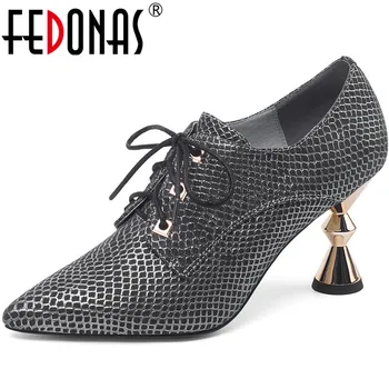 

FEDONAS Spring Summer Women Night Club Wedding Cross-Tied Shoes Genuine Leather Butterfly Knot Strange Heeled New Shoes Woman
