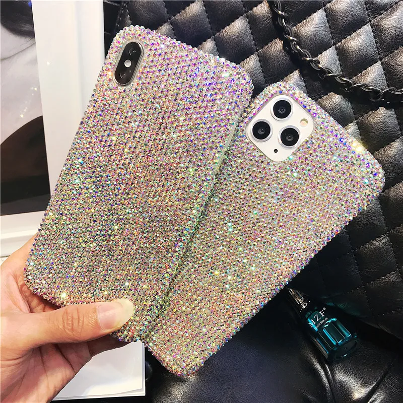 Full Bling Crystal Diamond Case Cover For iPhone 12 Mini 11 Pro XS Max XR X 8 7 6 6S Plus SE 2020 Luxury Shiny DIY Handmade Case