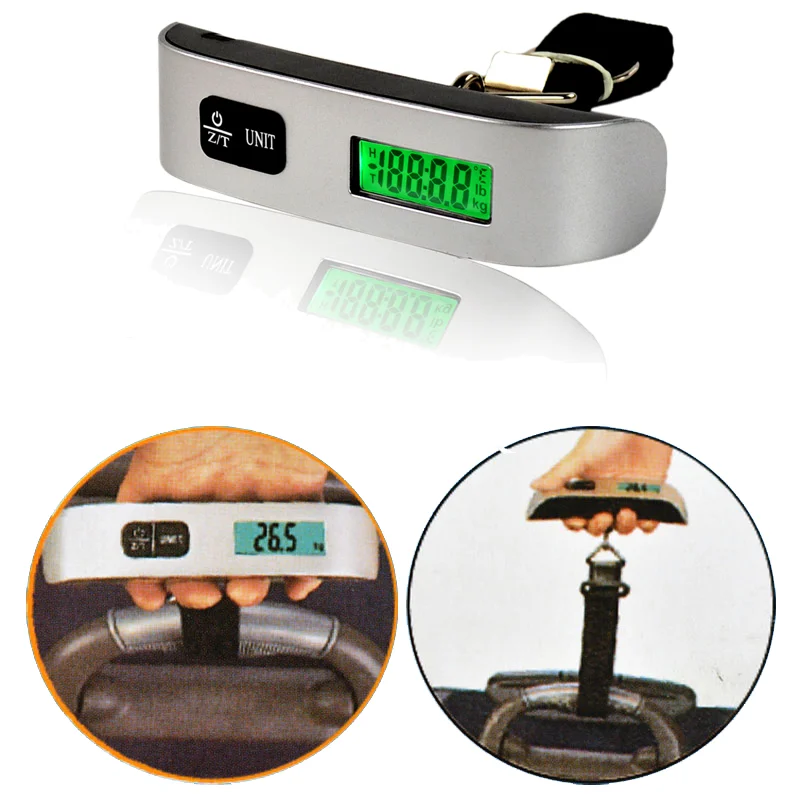 Цифровой Чемодан весы Портативный путешествия SuitcaseScales 110lb/50 кг Ёмкость освещенная контржурным светом тары трёхосный загороженные грузовик с Функция простой для путешествий почтовой дома