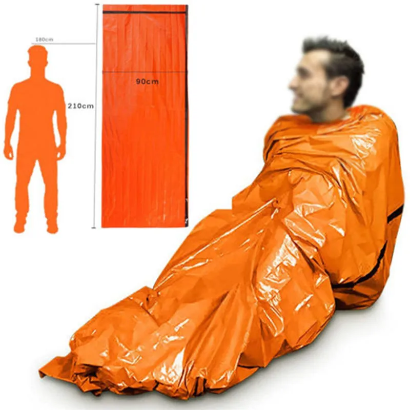 

2PCS Portable EDC Outdoor Life Emergency Sleeping Bag Thermal Keep Warm Waterproof First Aid Emergency Camping Survival Gear