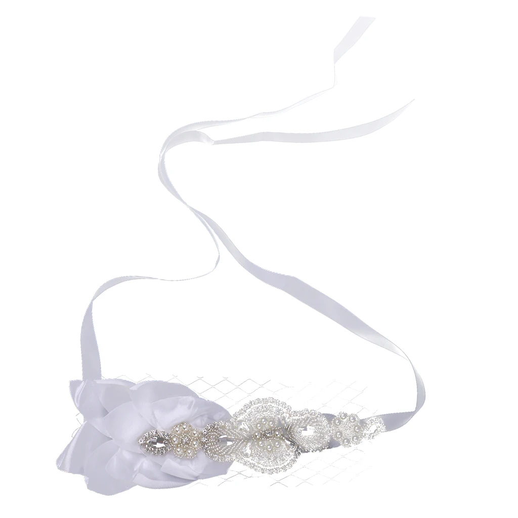 Diamante White Mesh Sparkly Crystal Headband 1920s  Headpiece Fancy Dress Hair Band