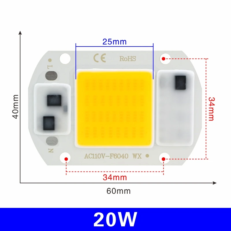 Светодиодный COB чип лампа 10 Вт 20 Вт 30 Вт 50 Вт 220 В Smart IC нет необходимости драйвер светодиодный светильник 3W 5 Вт 7 Вт 9 Вт для наводнения светильник Точечный светильник Diy светильник ing - Испускаемый цвет: 20W