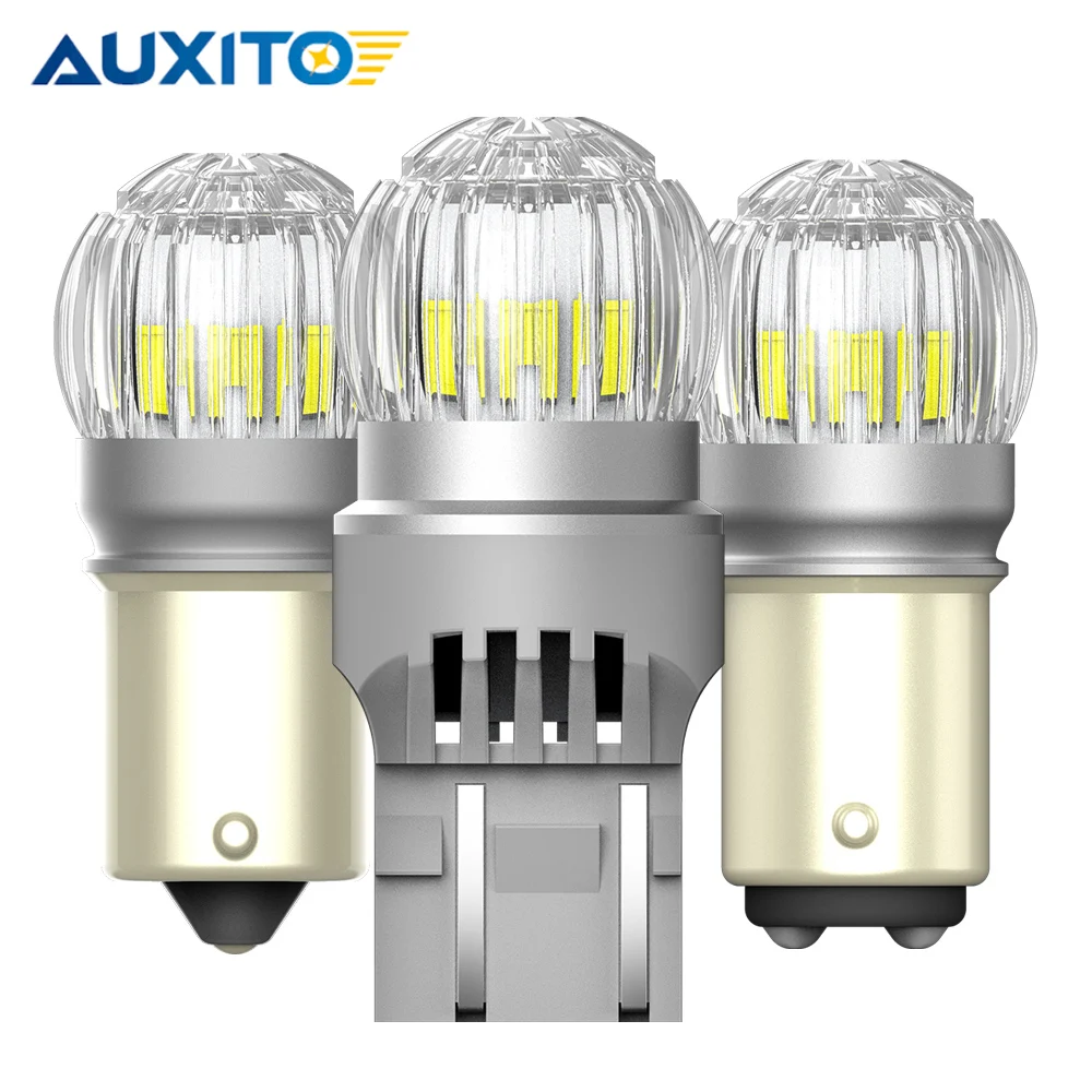 AUXITO 2 шт. T20 7443 светодиодный автомобиль лампа W16W T15 P21W Ba15s Bay15d P21/5 Вт светодиодный сигнальная лампа 6000K белый обратный парковка светильник днев...