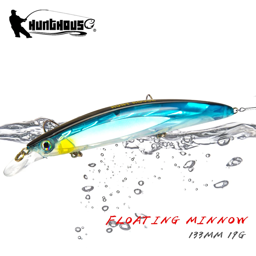 Hunthouse 3D Laser Minnow Floating Origin 133mm/19g Wobblers Sea Fishing  Spinning Hard Lure Artificial Bait For Bass Pike Tackle