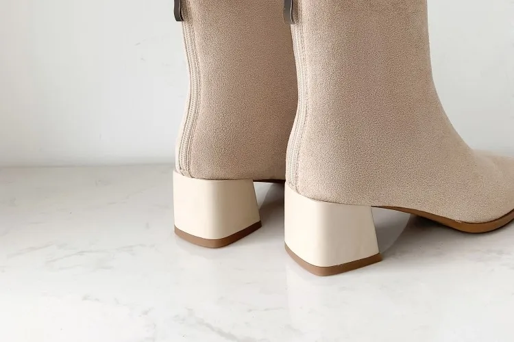 ZawsThia/Большие размеры 33-44; botas mujer invierno; качественные женские ботильоны на молнии; Модные женские Ботинки martin на высоком каблуке