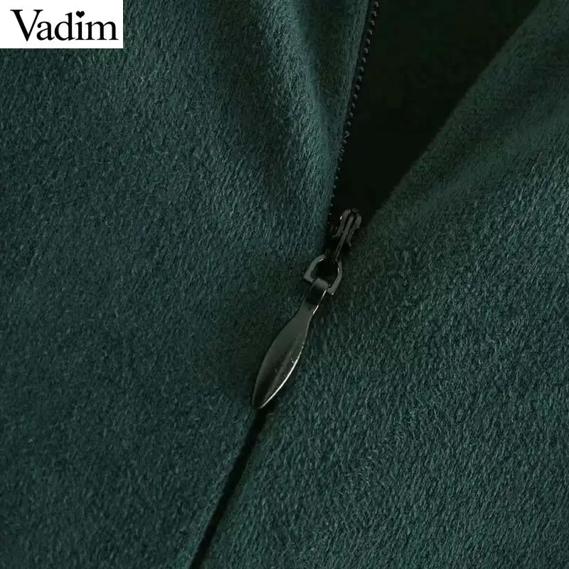 Женское элегантное платье vadim однотонное мини-платье с круглым вырезом на молнии сзади и длинным рукавом Женские повседневные замшевые платья прямые стильные платья QC982