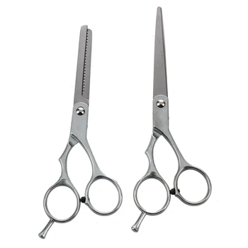 

2 Scissors Hair Hairdresser Sculptor in stainless steel with finger rest 6 "